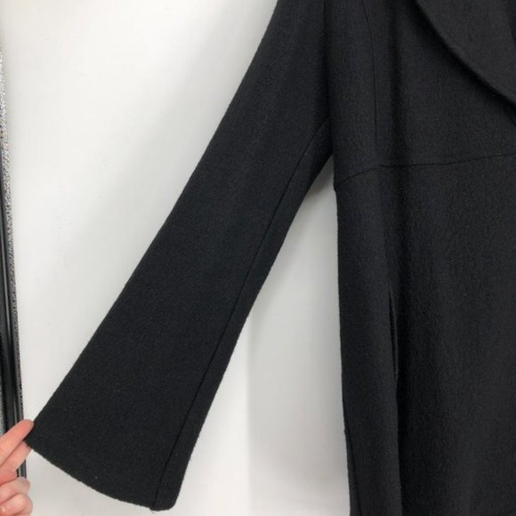 HATCH Maternity Black Wool blend Exaggerated Collar Toggle Cape Coat Med - Picture 10 of 15